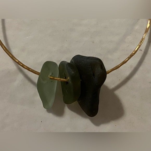 Triple Seaglass Hoop Earrings - Picture 2 of 4